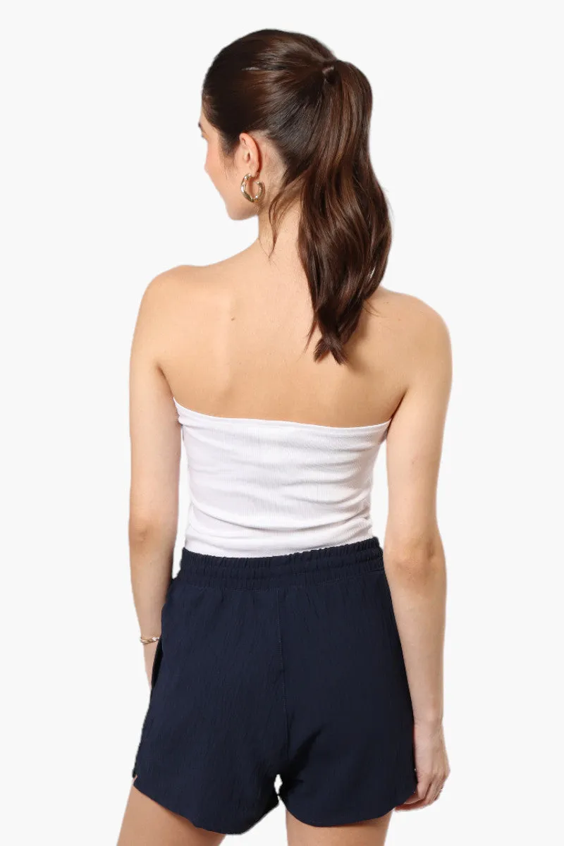 Magazine Solid Basic Drawstring Shorts - Navy