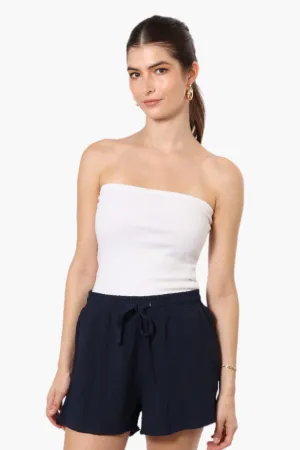 Magazine Solid Basic Drawstring Shorts - Navy