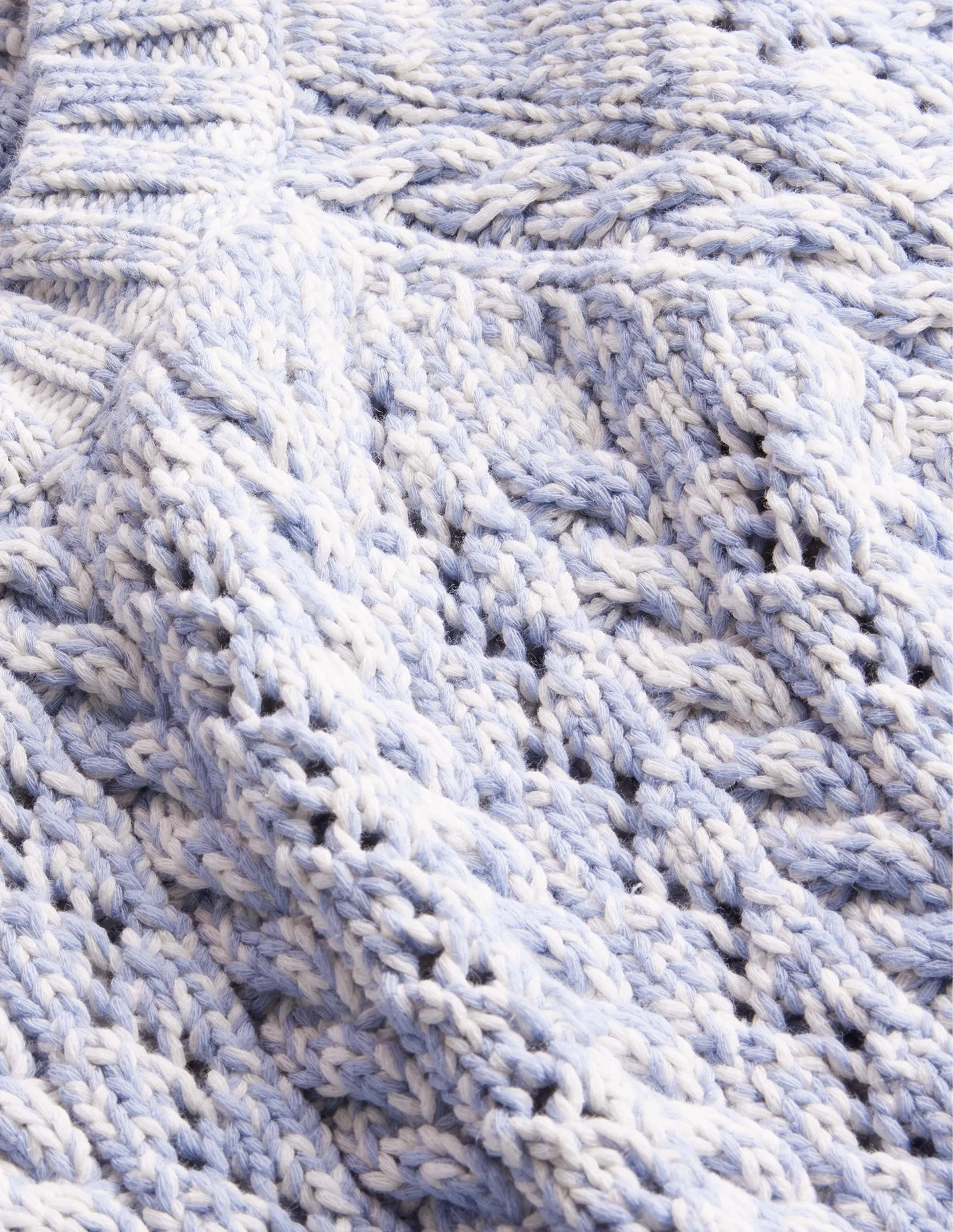 Marled Cable Jumper-Blue Blizzard, Ivory Marl