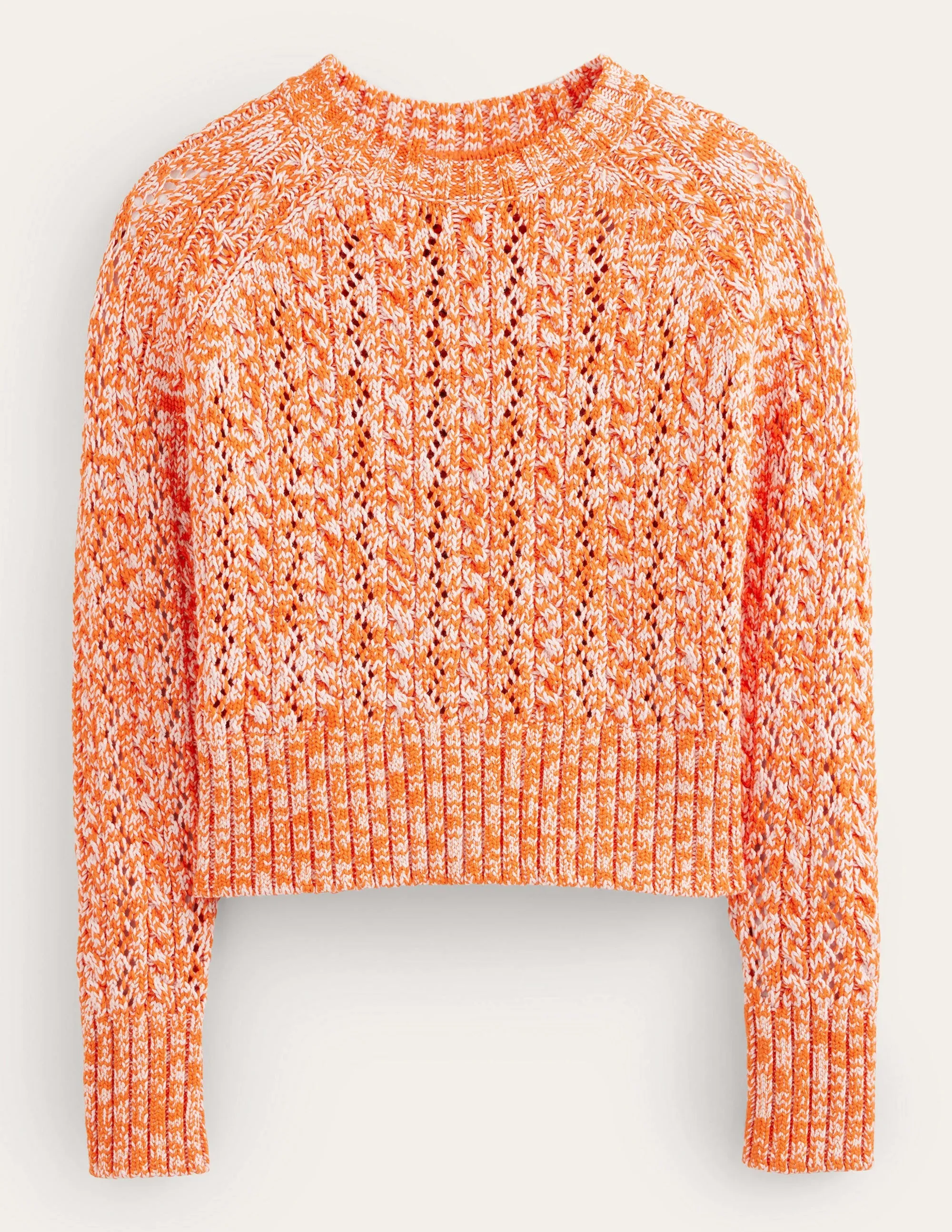 Marled Cable Jumper-Orange, Pink Marl