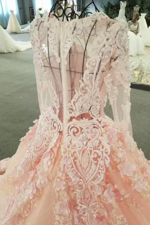 Marvelous Scoop Neck Floral Wedding Dresses Zipper Up With Appliques And Handmade Flowers