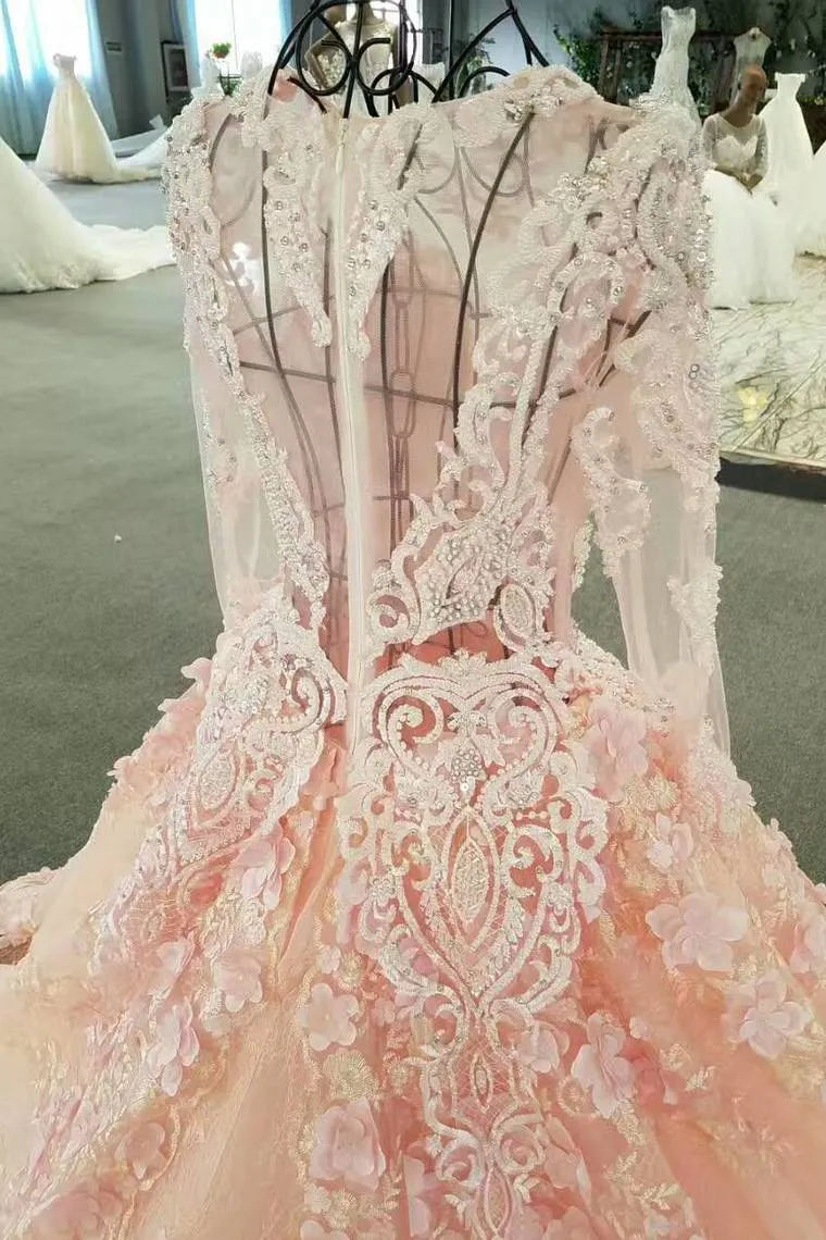 Marvelous Scoop Neck Floral Wedding Dresses Zipper Up With Appliques And Handmade Flowers