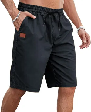Men Athletic Shorts Summer Casual Cargo Shorts Elastic High Waisted Shorts Workout Golf Drawstring Shorts with Pocket