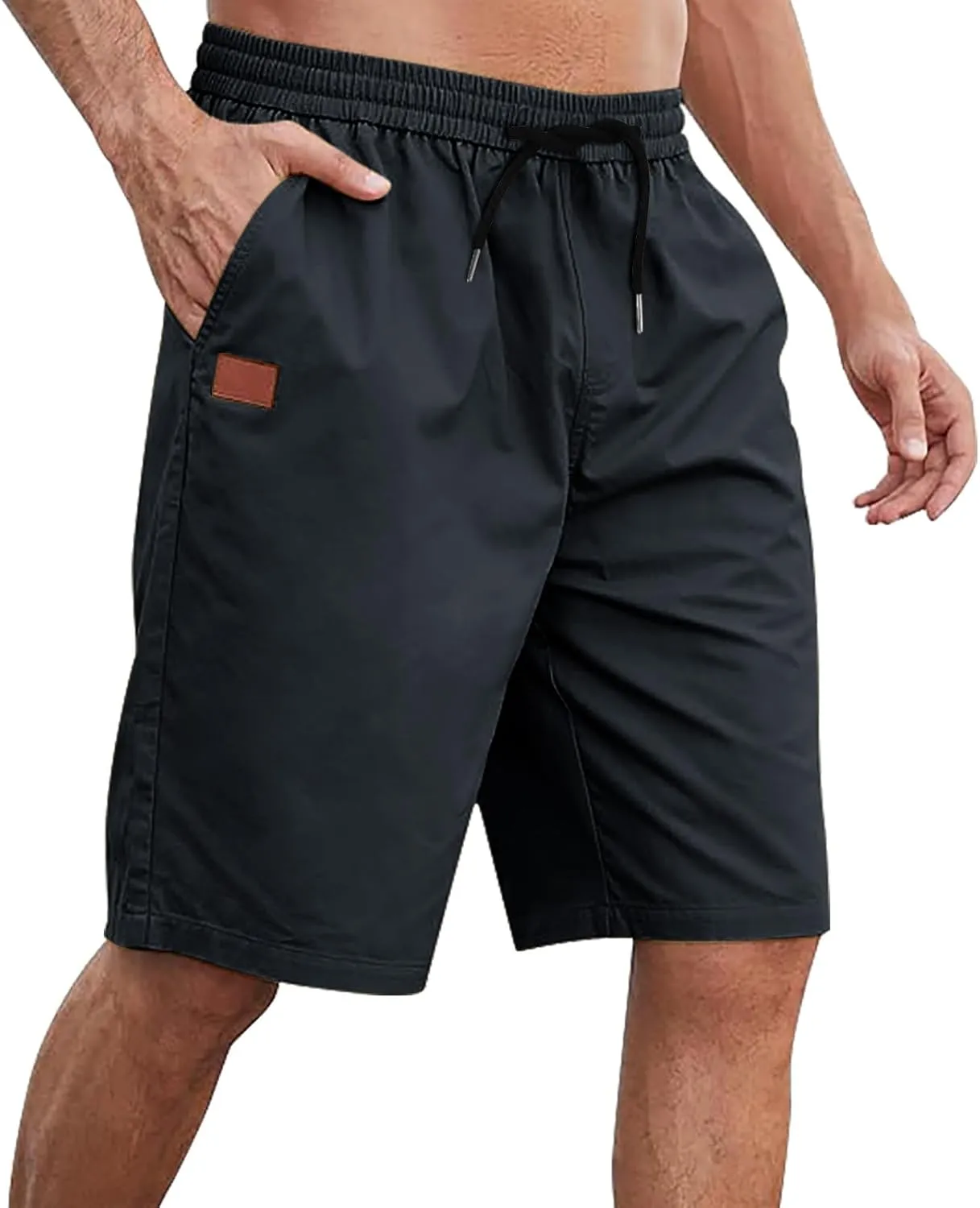 Men Athletic Shorts Summer Casual Cargo Shorts Elastic High Waisted Shorts Workout Golf Drawstring Shorts with Pocket