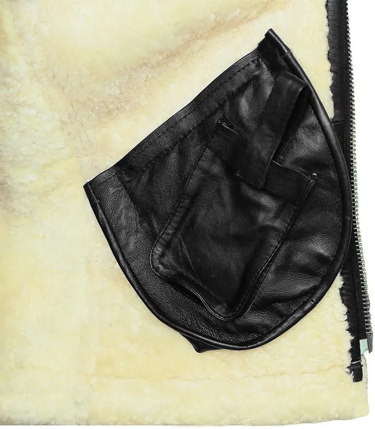 Men B3 Bomber Jacket Aviator Real Shearling Sheepskin Leather Winter Jacket