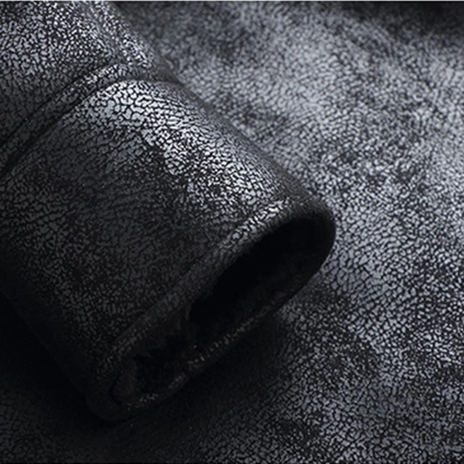 Men Faux Leather Long Sleeve Fleece Coat Winter Casual Solid Zip Jacket Outdoor Warm Loose Soft Hoodless Coat Outwear