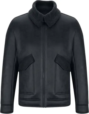 Men Faux Leather Long Sleeve Fleece Coat Winter Casual Solid Zip Jacket Outdoor Warm Loose Soft Hoodless Coat Outwear