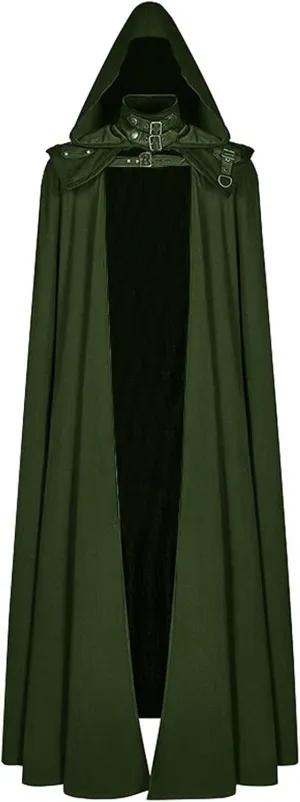 Men Hooded Robe Cloak Knight Fancy Cool Cosplay Costume Medieval Gothic Open Front Poncho Halloween Costumes Coat
