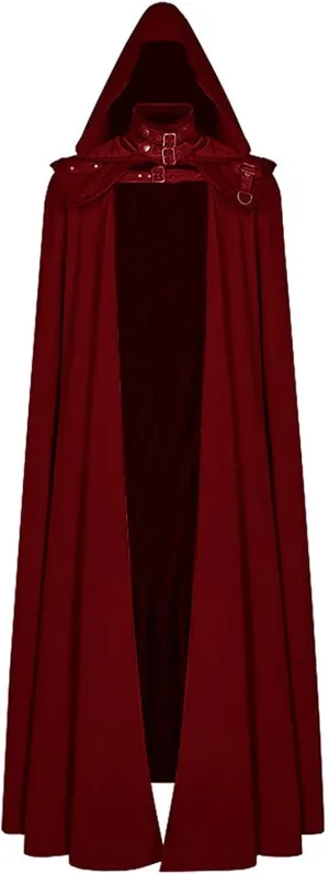 Men Hooded Robe Cloak Knight Fancy Cool Cosplay Costume Medieval Gothic Open Front Poncho Halloween Costumes Coat