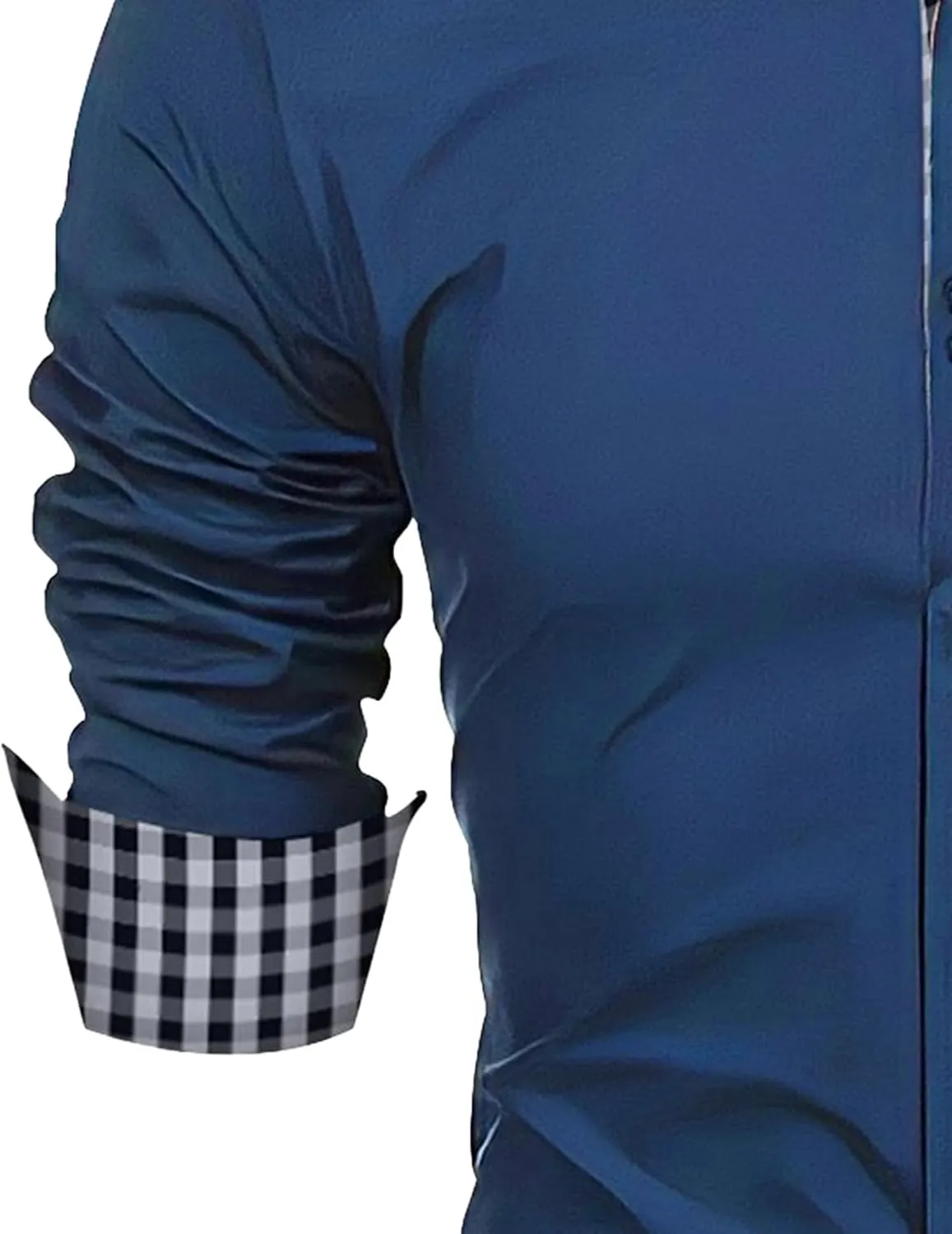 Men Long Sleeve Contrast Fashion Button Shirt Casual Linen Dress Shirt Button Up Shirt Dress Plaid Collar Shirt