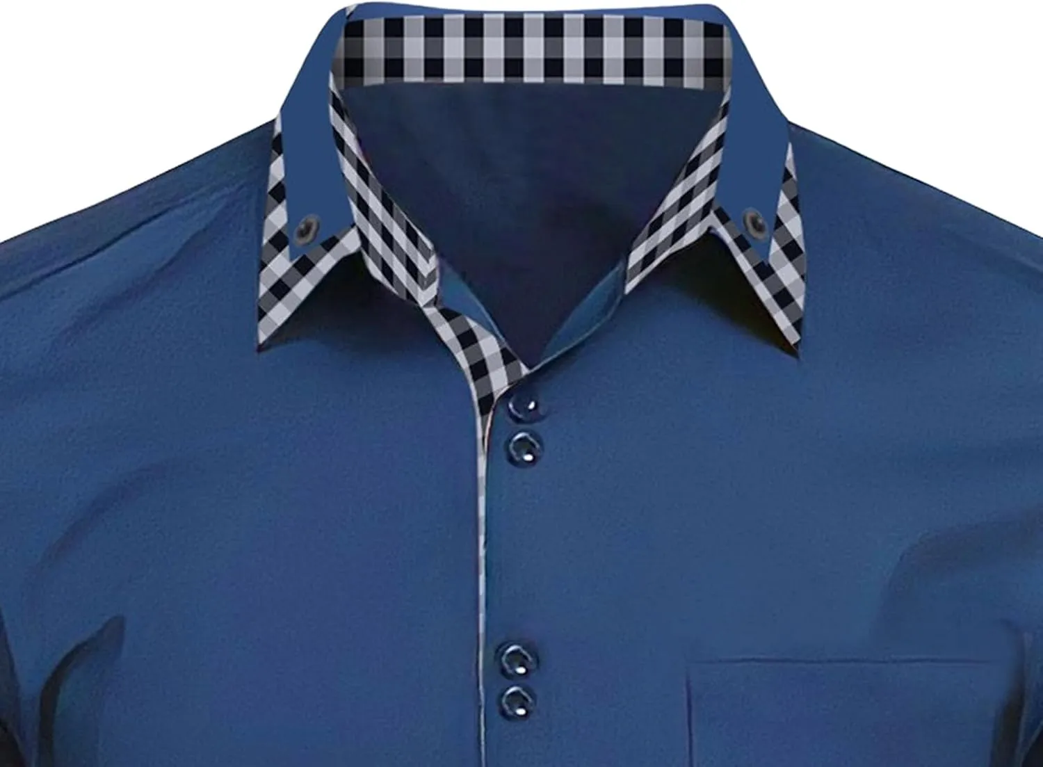 Men Long Sleeve Contrast Fashion Button Shirt Casual Linen Dress Shirt Button Up Shirt Dress Plaid Collar Shirt