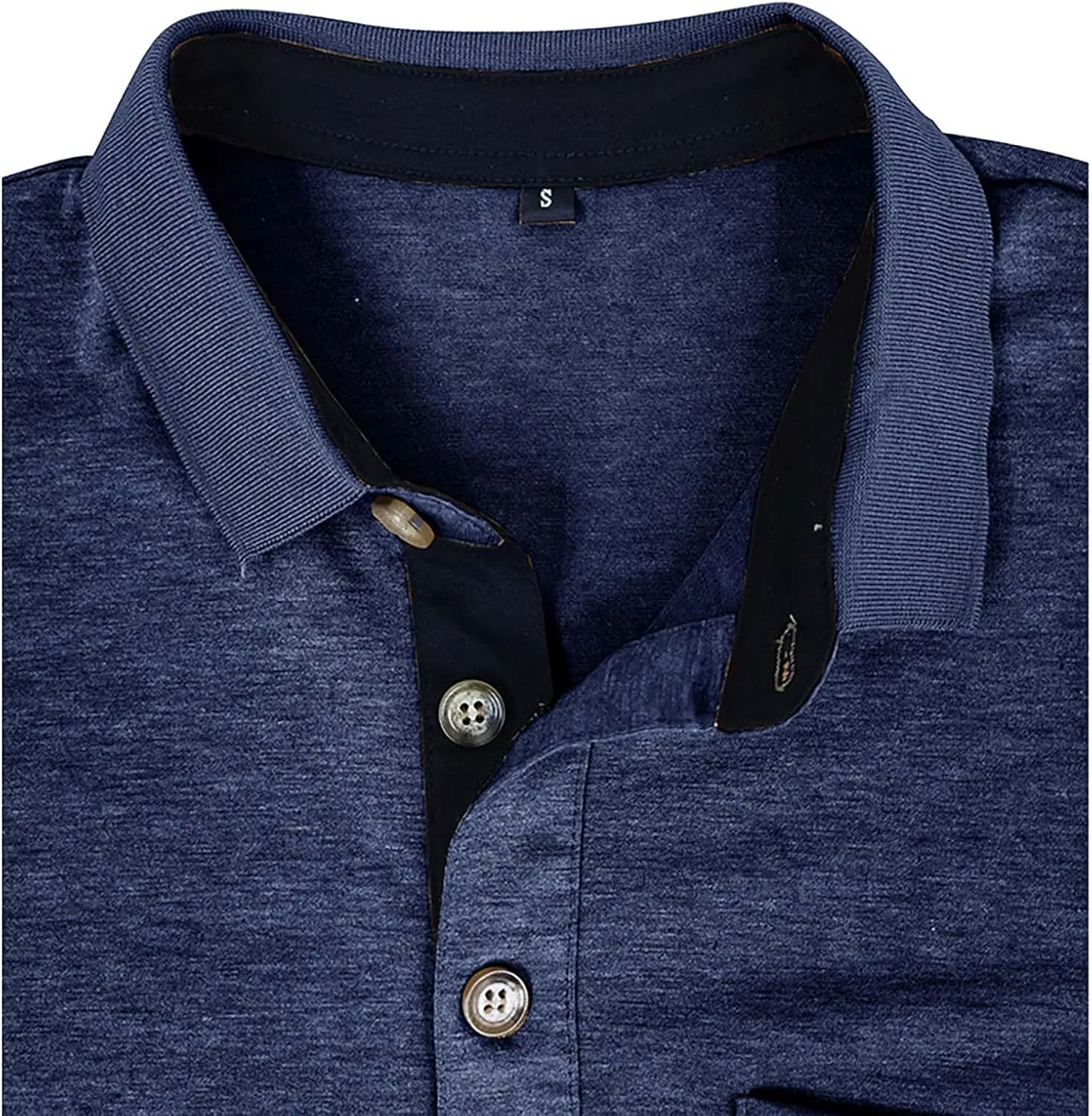 Men's 2025 Classic Fit Casual Short Sleeve Vintage Dual Tipped Collar Button Down Polo Shirt with Pocket