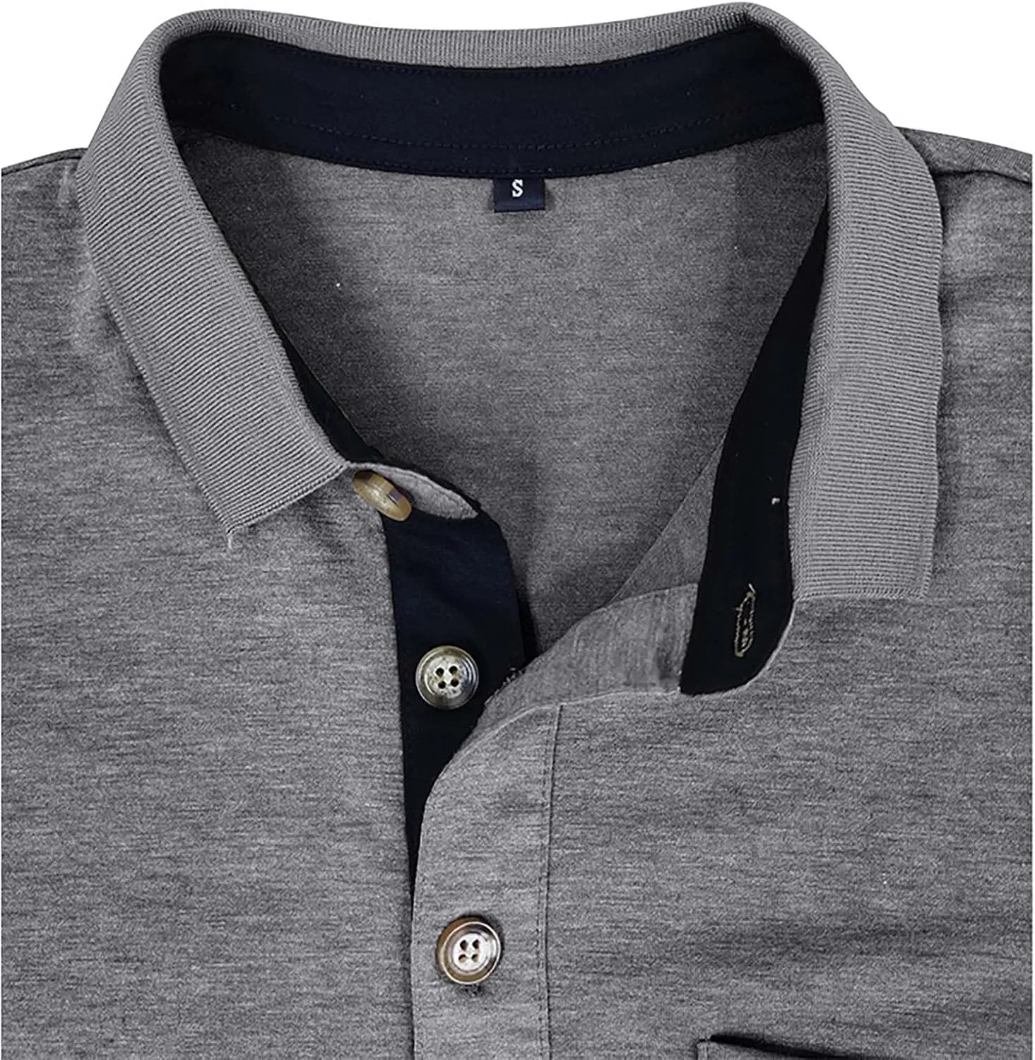 Men's 2025 Classic Fit Casual Short Sleeve Vintage Dual Tipped Collar Button Down Polo Shirt with Pocket