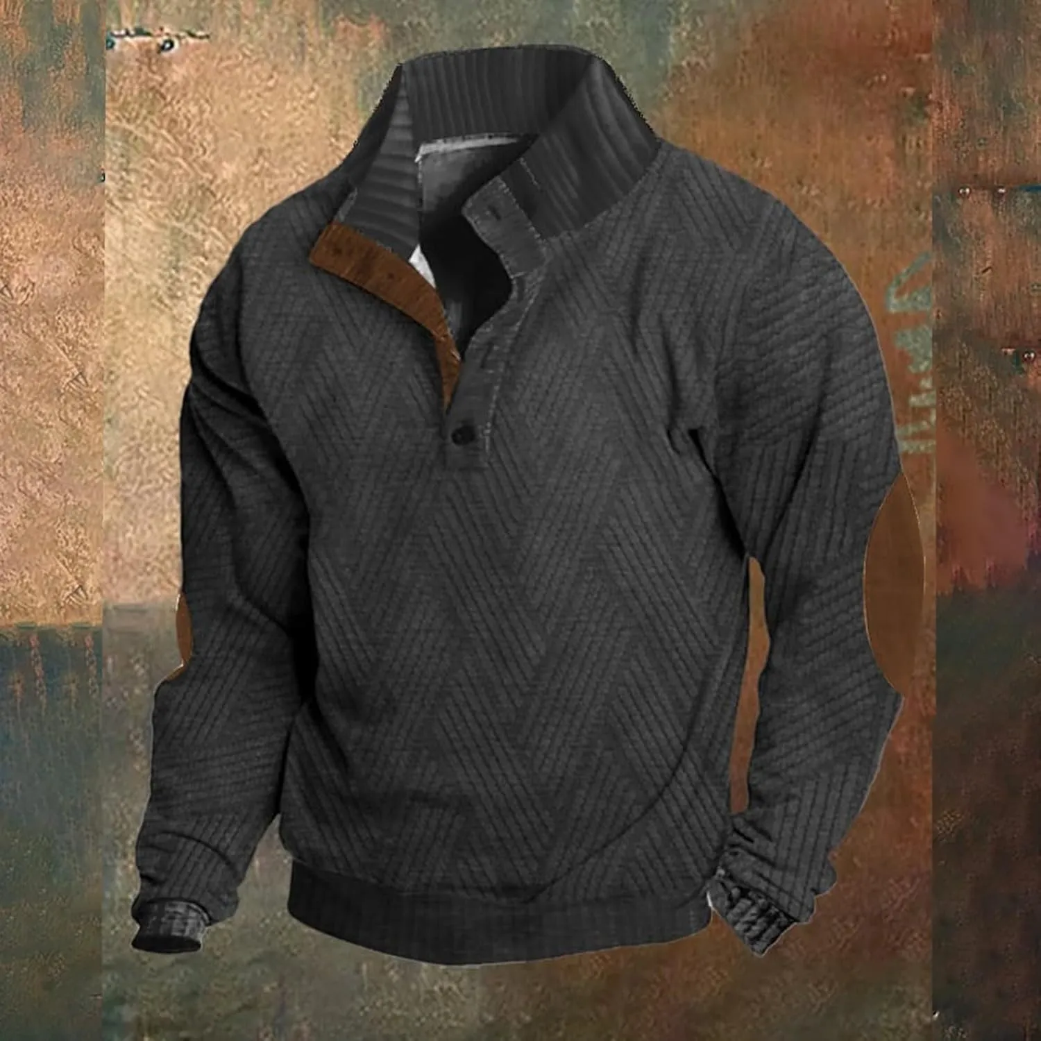 Men's Aztec Western Sweatshirt Sweatshirt Warm Cuff Patch Long Sleeve Sweatshirt Top Long Sleeved Pullover Men Mens