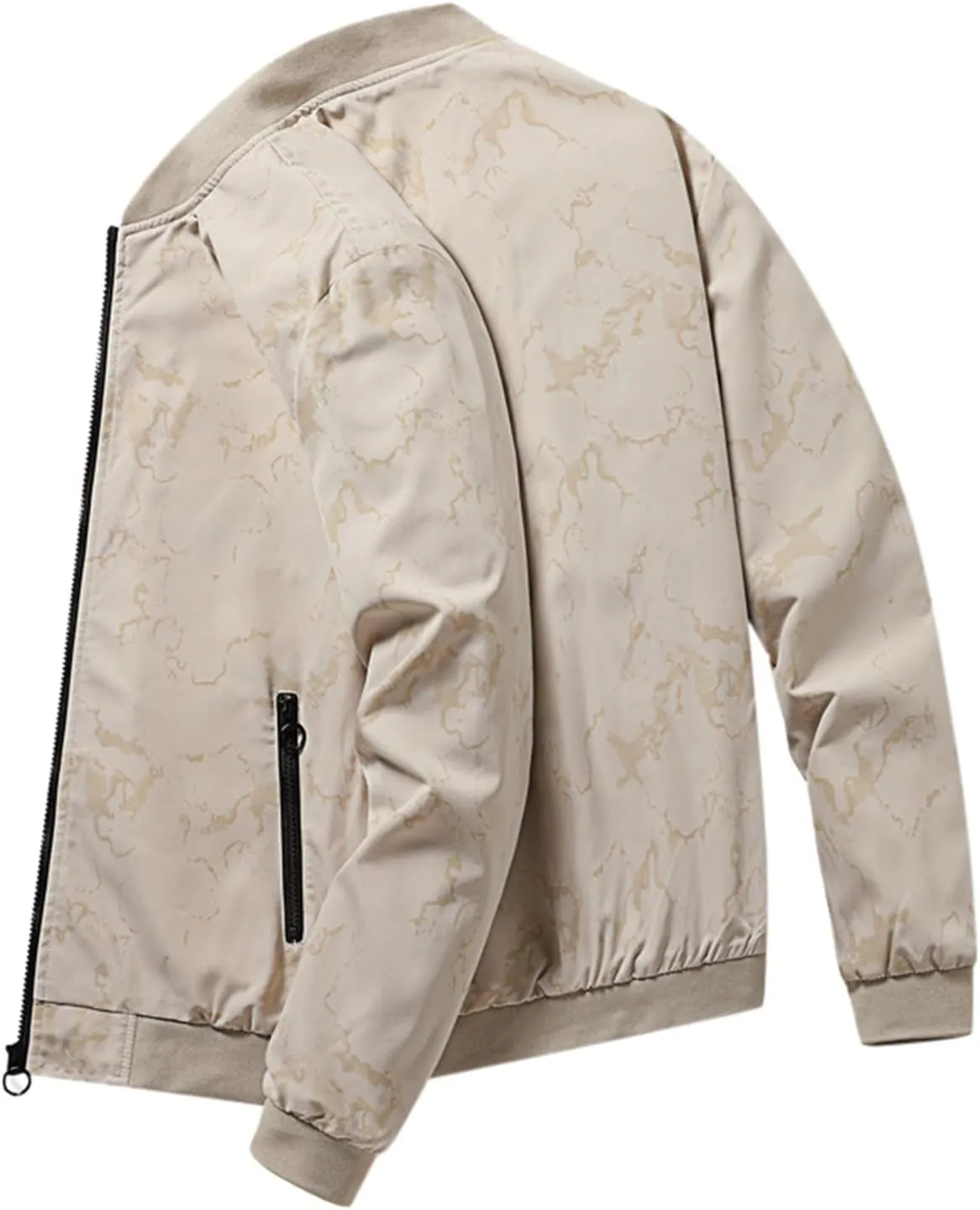 Men's Bomber Jacket Lightweight Casual Fall Winter Warm Windbreaker Zip Up Coat with Pocket Windproof Outwear Varsity Jacket
