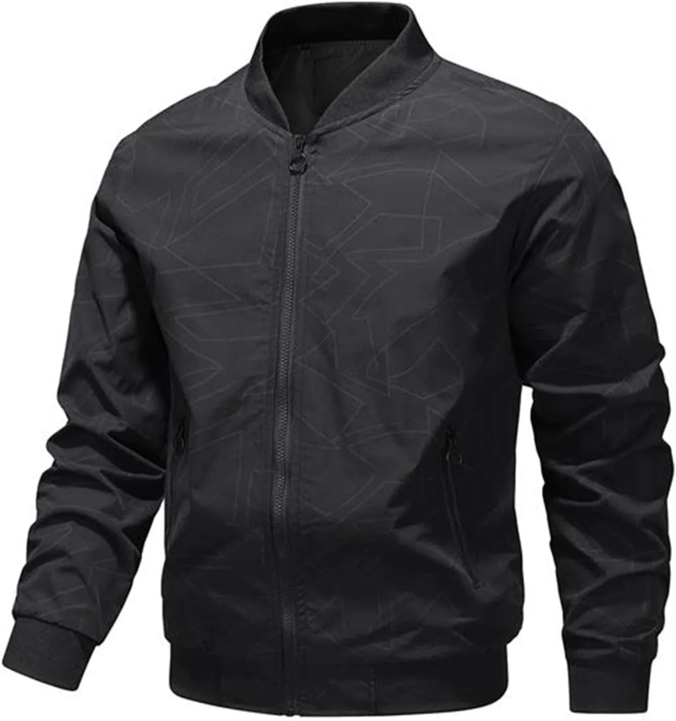 Men's Bomber Jacket Lightweight Casual Fall Winter Warm Windbreaker Zip Up Coat with Pocket Windproof Outwear Varsity Jacket