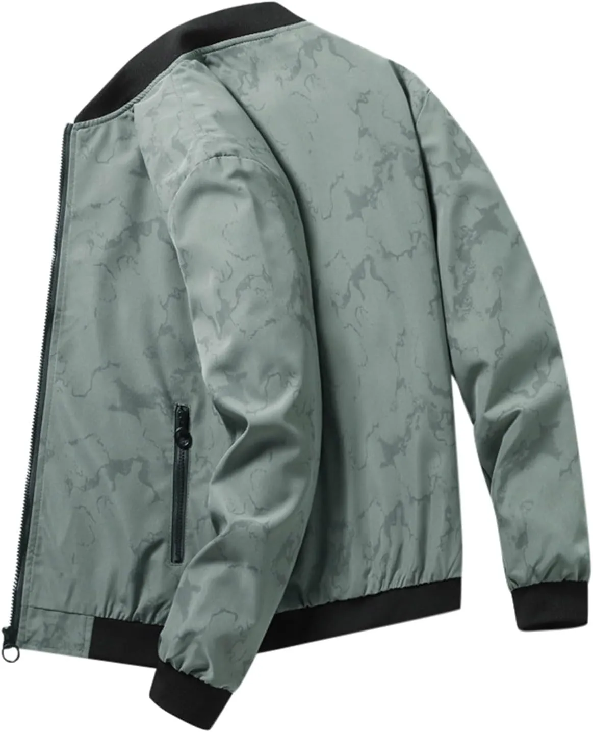 Men's Bomber Jacket Lightweight Casual Fall Winter Warm Windbreaker Zip Up Coat with Pocket Windproof Outwear Varsity Jacket