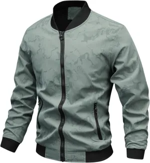 Men's Bomber Jacket Lightweight Casual Fall Winter Warm Windbreaker Zip Up Coat with Pocket Windproof Outwear Varsity Jacket