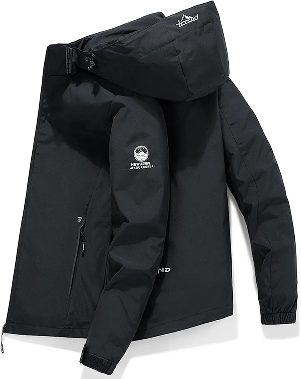 Men's Bomber Jacket Thermal Cotton Solid Color Hooded Coat Tactical Rain Jackets Active Jacket Zip Up Coat with Pocket