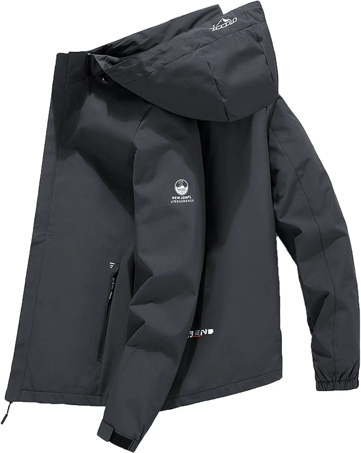 Men's Bomber Jacket Thermal Cotton Solid Color Hooded Coat Tactical Rain Jackets Active Jacket Zip Up Coat with Pocket