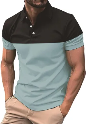 Men's Button Down Knit Polo Shirt Vintage Solid Color Sweater Polo Lightweight Hollow Out Summer Top for Casual S-3XL