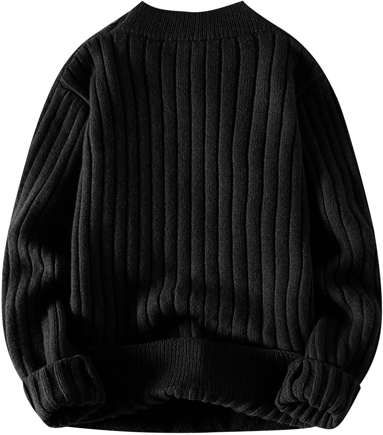Mens Cable Knit Sweater Plus Size Knitted Chunky Pullover Loose Crewneck Sweater Winter Thermal Long Sleeve Knitwear