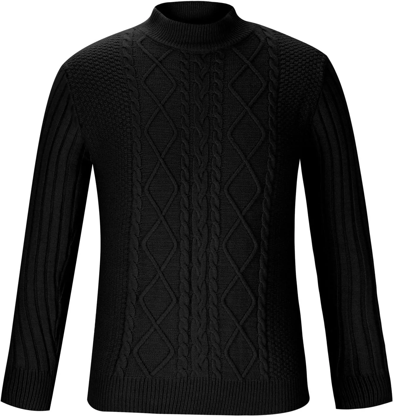 Mens Cable Knit Sweater Plus Size Knitted Chunky Pullover Loose Crewneck Sweater Winter Thermal Long Sleeve Knitwear