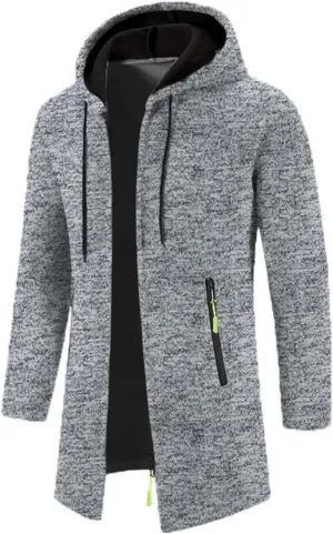 Mens Cardigan Sweater Long Hoodie Sweater Zip Up Knit Cardigan Plus Size Knit Sweater Jacket Fall Winter Cardigan