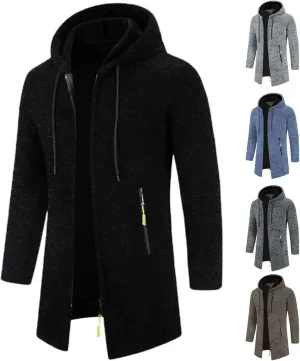 Mens Cardigan Sweater Long Hoodie Sweater Zip Up Knit Cardigan Plus Size Knit Sweater Jacket Fall Winter Cardigan