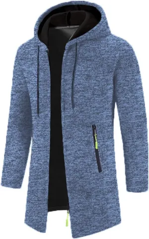 Mens Cardigan Sweater Long Hoodie Sweater Zip Up Knit Cardigan Plus Size Knit Sweater Jacket Fall Winter Cardigan