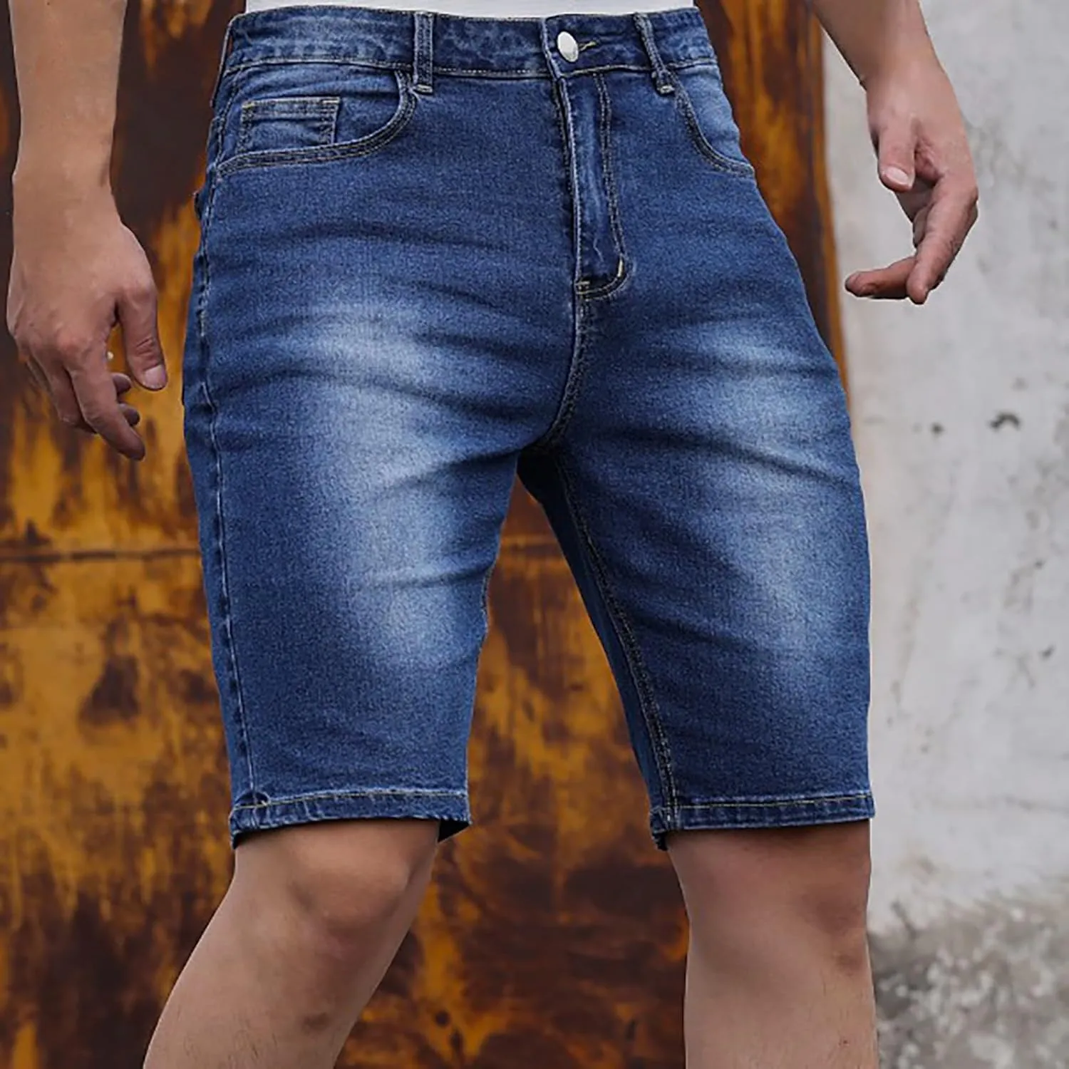 Mens Cargo Shorts Chino Cotton Drawstring Casual Shorts Slim Fit Summer Twill Outdoor Short Pants Stretch Trouser