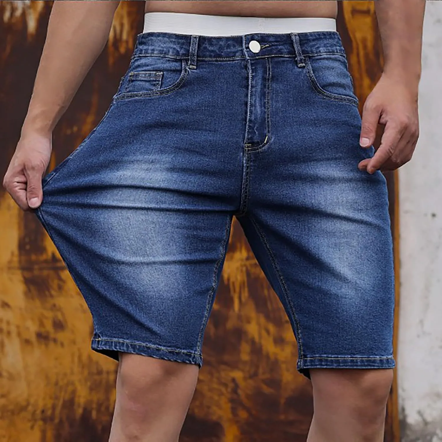Mens Cargo Shorts Chino Cotton Drawstring Casual Shorts Slim Fit Summer Twill Outdoor Short Pants Stretch Trouser