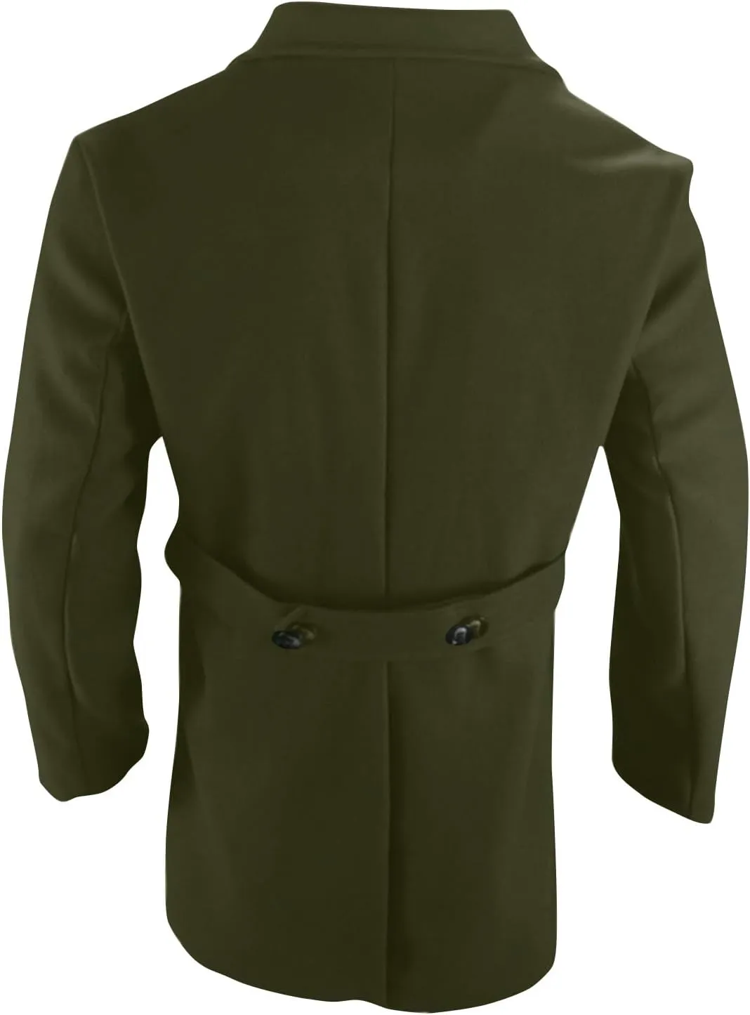 Men's Casual Classic Peacoat Trench Notched Collar Wool Blend Overcoat with Pockets