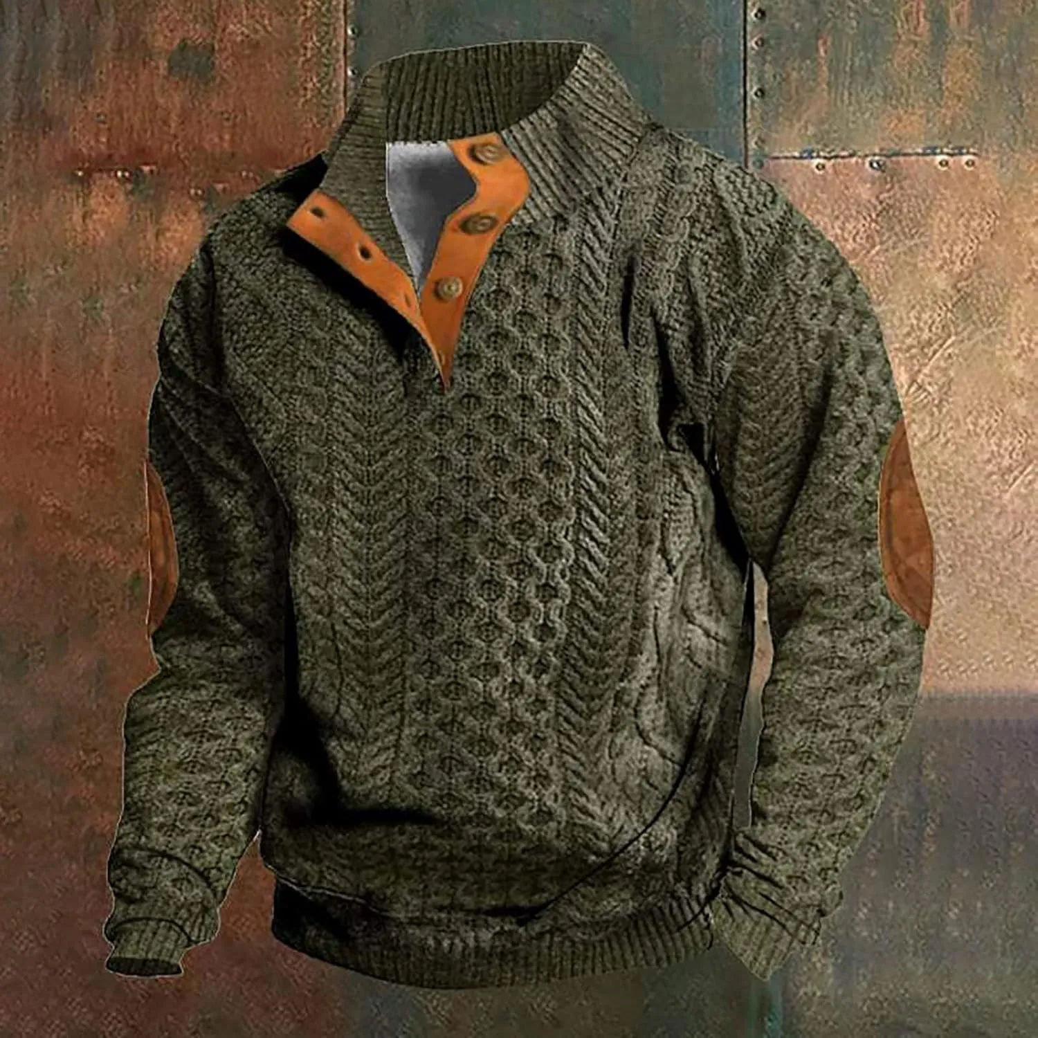 Mens Casual Corduroy Sweatshirt Casual Long Sleeve Button Solid Color Long Sleeve T Shirt Top Cowboy Warm Hoodie