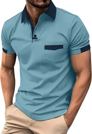 Men's Casual Polo Shirts 2025 Solid/Colo Short Sleeve Fashion Shirt Classic Striped Slim Fit Golf Tennis Tops