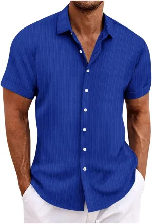 Men's Casual Shirts Short Sleeve Button Down Shirt Linen Shirt Wedding Beach Fashion Shirt Vacation Hawaiian Shirt