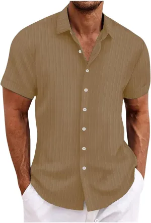 Men's Casual Shirts Short Sleeve Button Down Shirt Linen Shirt Wedding Beach Fashion Shirt Vacation Hawaiian Shirt