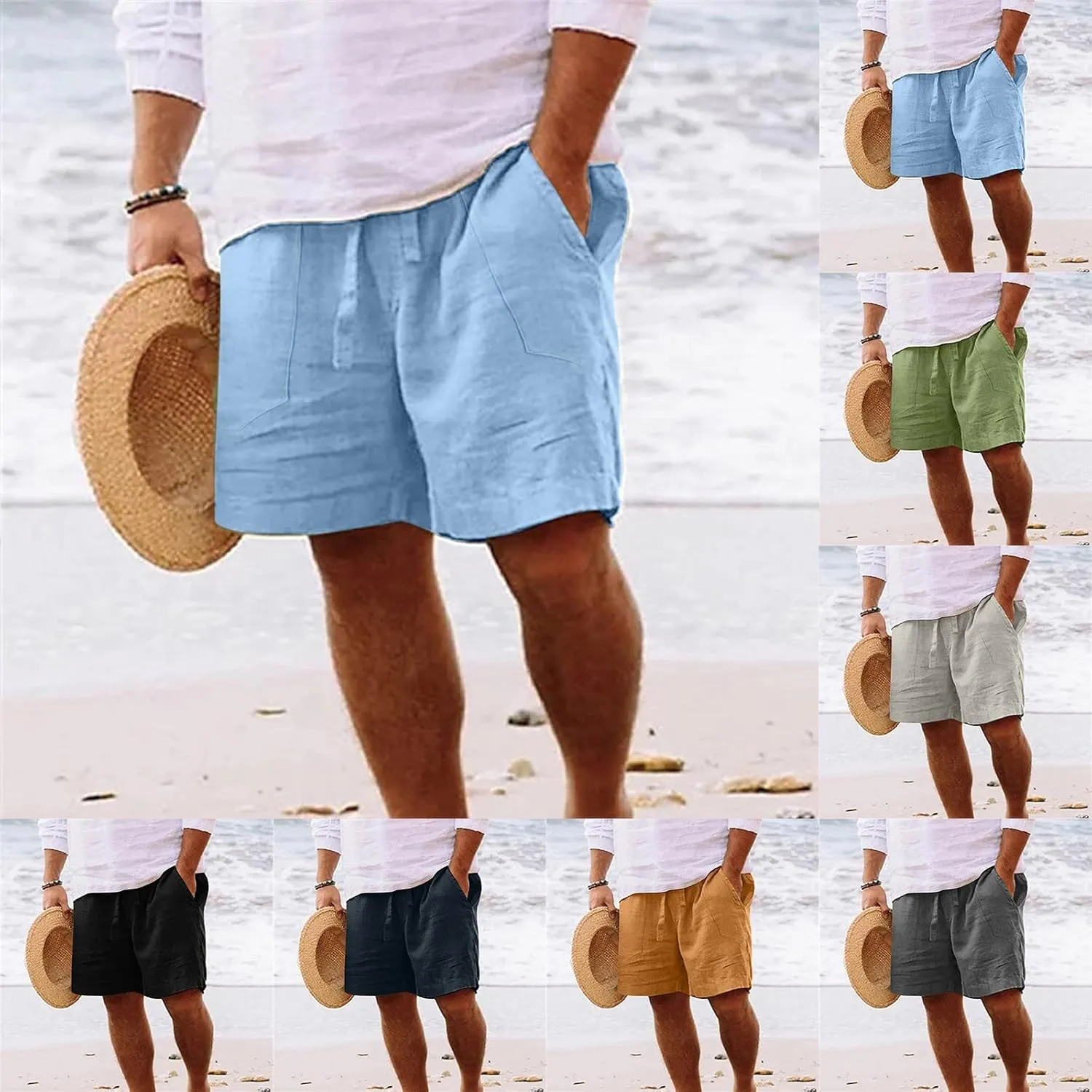 Men's Casual Shorts 5 Inches Inseam Flat Front Cargo Chino Shorts Summer Running Workout Slim Fit Golf Shorts