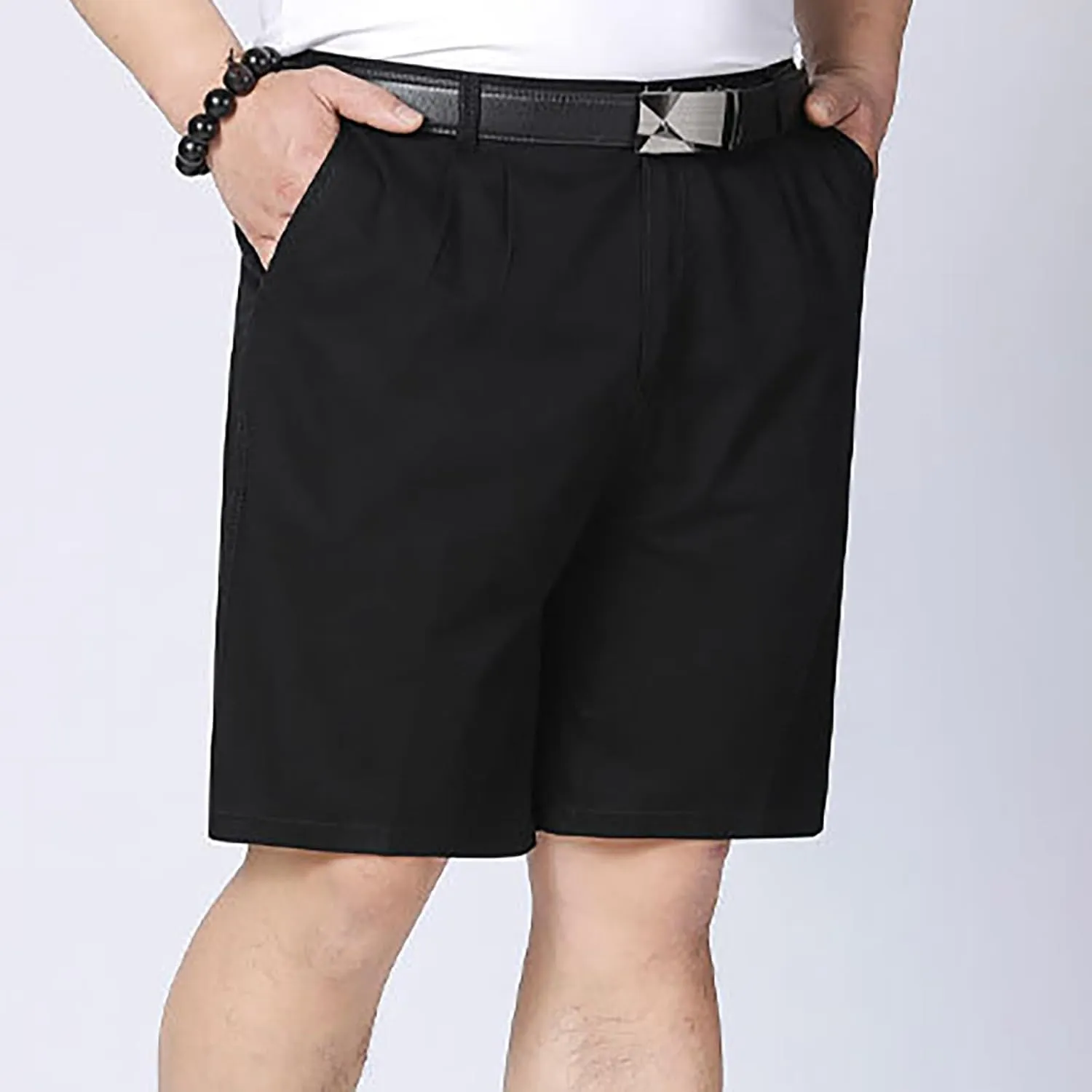 Men's Casual Shorts 7" Cotton Athletic Running Shorts Straight Wide Leg Elastic Waist Drawstring Workout Sweat