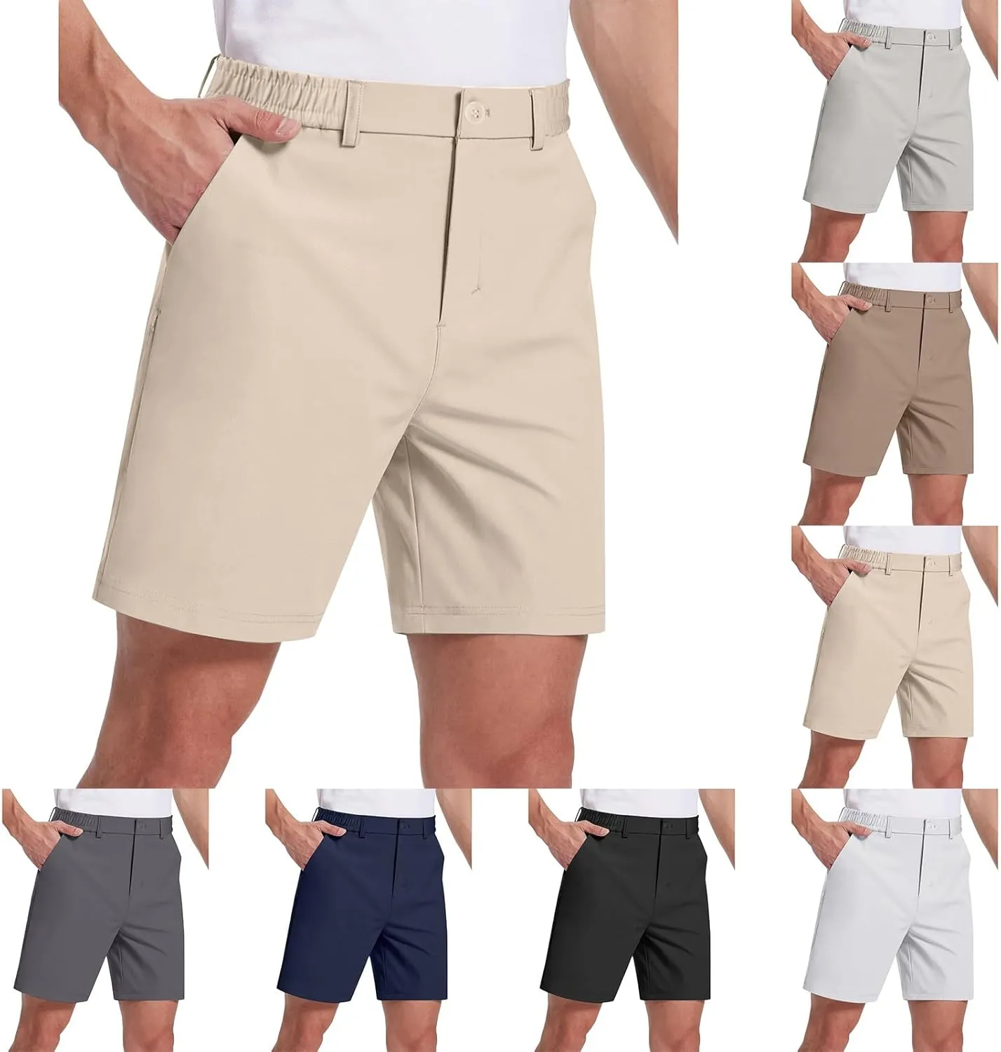 Men's Casual Shorts Golf Shorts for Men Flat Front Dress Work Quick Dry Lightweight Trousers with Pockets