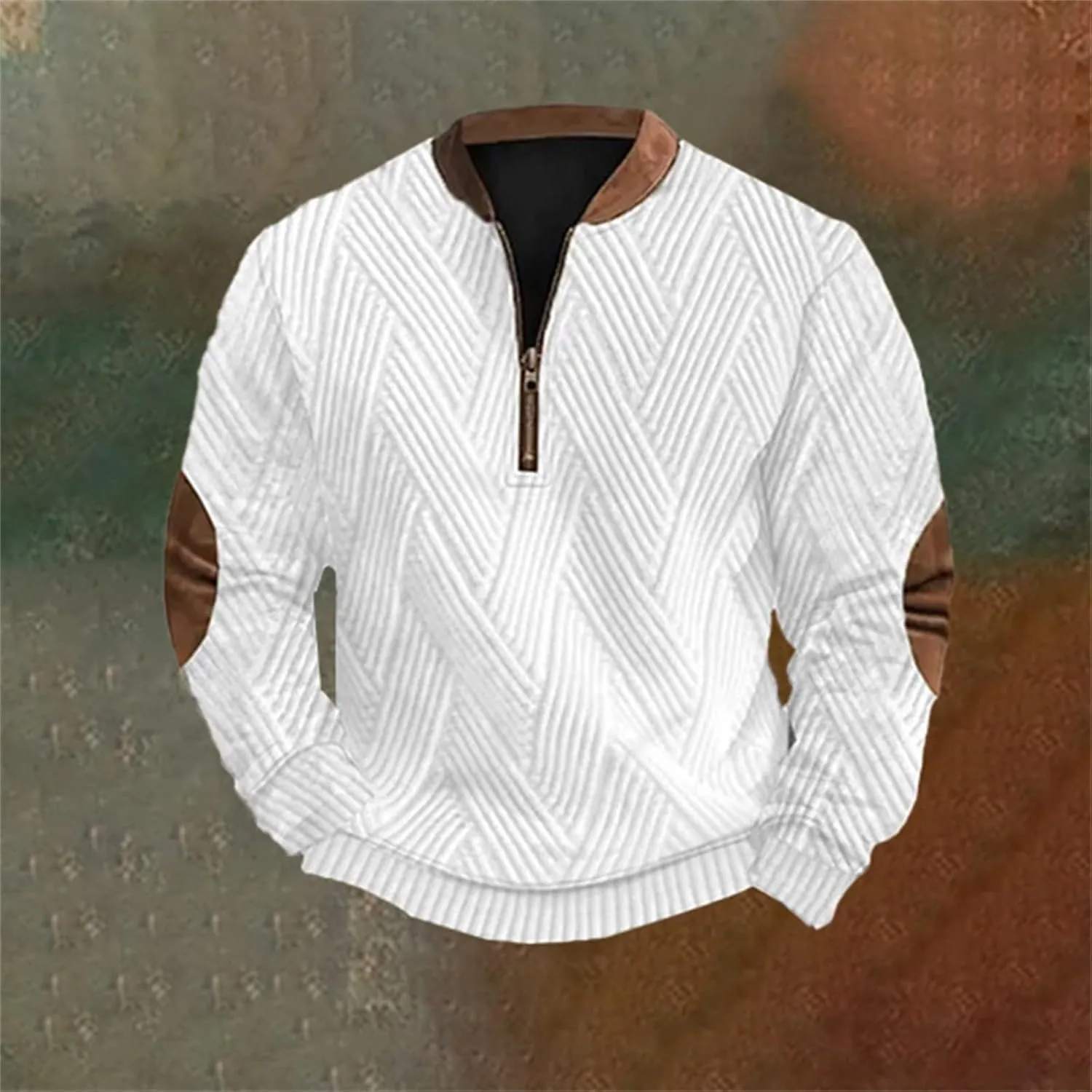 Mens Casual Sweater Like Sweatshirt Zipper Long Sleeved Hoodie Mens Sweatshirt Stand Collar 3D Sweaters Like