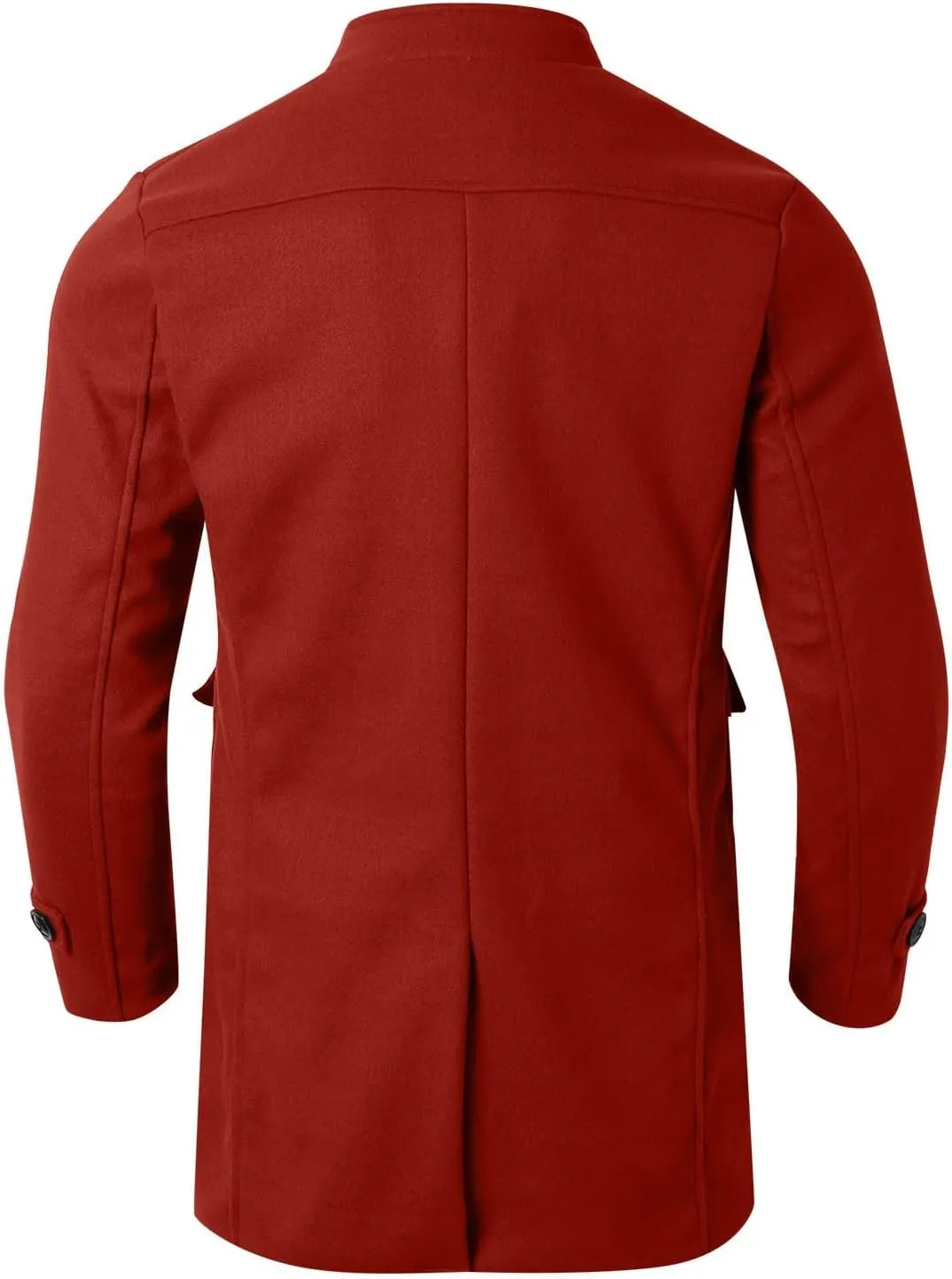 Mens Casual Trench Coat Loose Fit Single Breasted Notched Collar Pea Coat Winter Overcoat Mid Long Jacket Wih Pockets