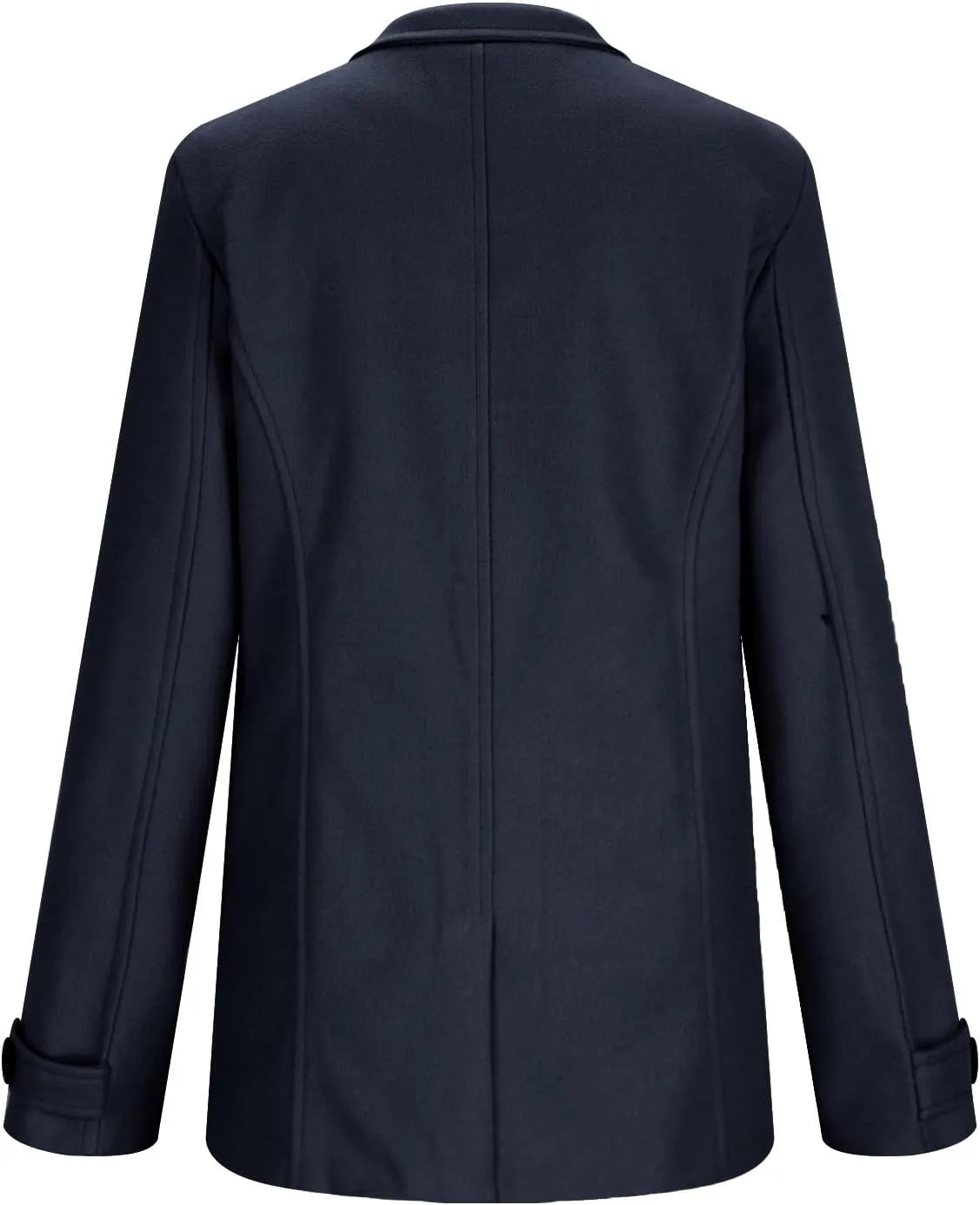 Men's Classic Notched Collar Double Breasted Wool Blend Pea Coat Casual Fashion Business Trench Coat Warm Overcoats
