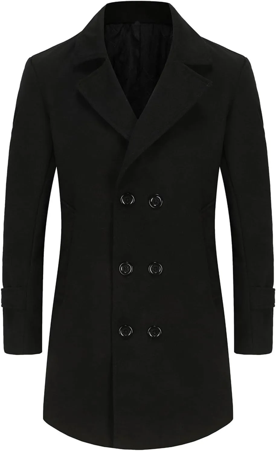 Men's Classic Single Breasted Long Jacket Casual Winter Warm Overcoat with Pockets