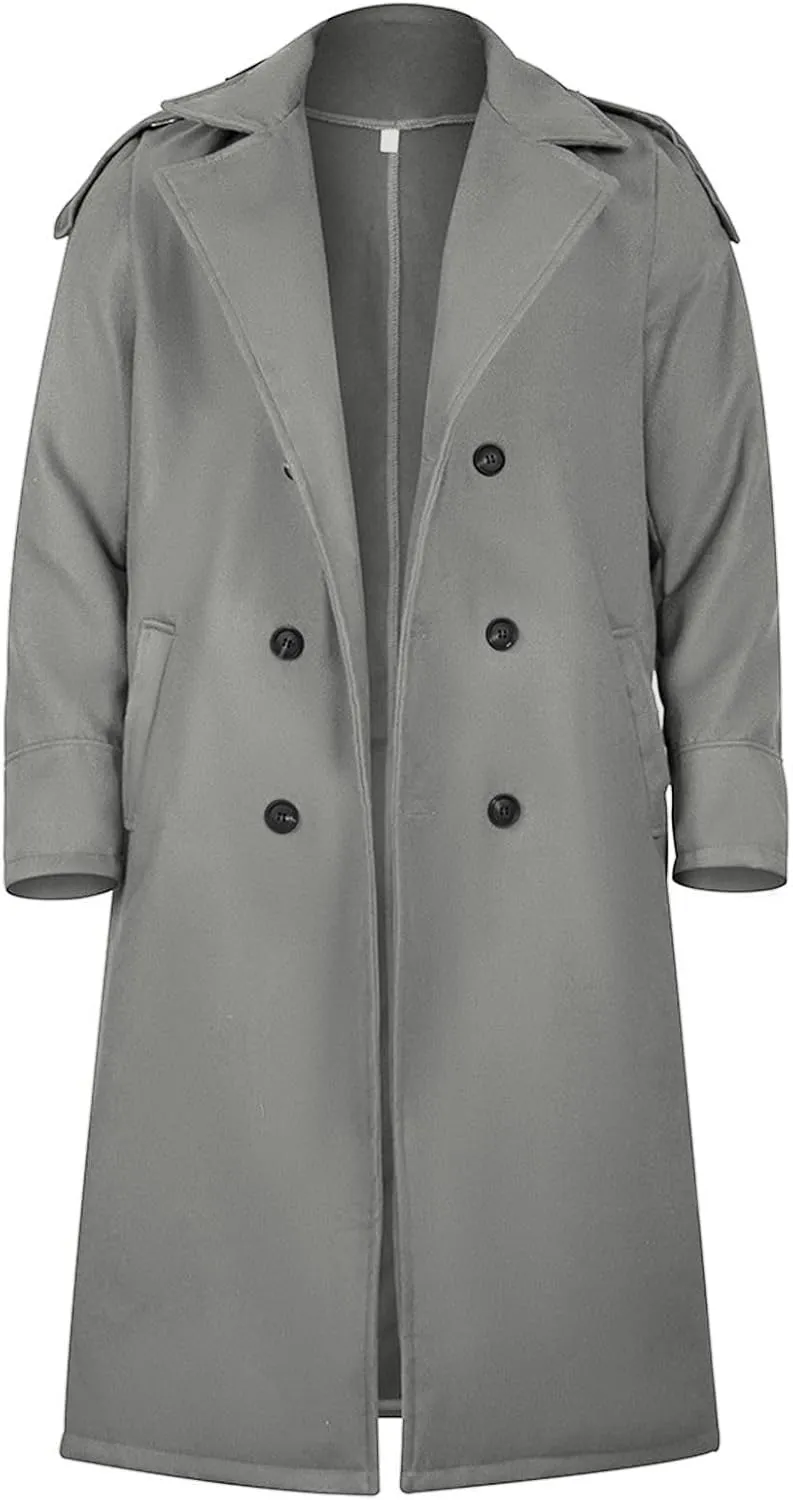 Men's Classic Wool Blend Peacoat Slim Fit Casual Warm Overcoat with Pockets