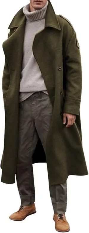 Men's Classic Wool Blend Peacoat Slim Fit Casual Warm Overcoat with Pockets