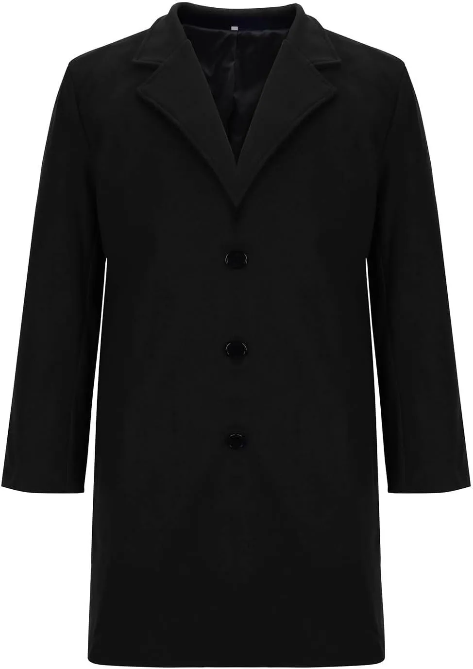 Men's Classic Wool Trench Overcoat Single Breasted Mid Long Wool Blend Top Pea Coats Jackets Outwear with Pockets