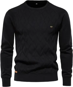Men's Crewneck Sweater,Casual Slim Pullover Sweater Fall Winter Basic Knitwear Long Sleeve Solid Knit Sweater