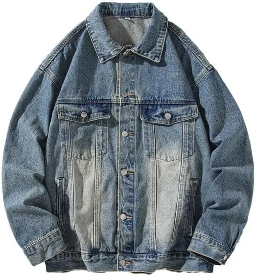 Men's Denim Jacket Classic Fit Long Sleeve Jean Jacket Casual Button Down Denim Jackets Fashion Motorcycle Coats