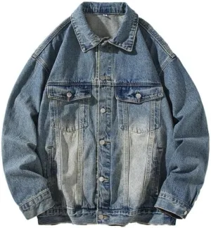 Men's Denim Jacket Classic Fit Long Sleeve Jean Jacket Casual Button Down Denim Jackets Fashion Motorcycle Coats